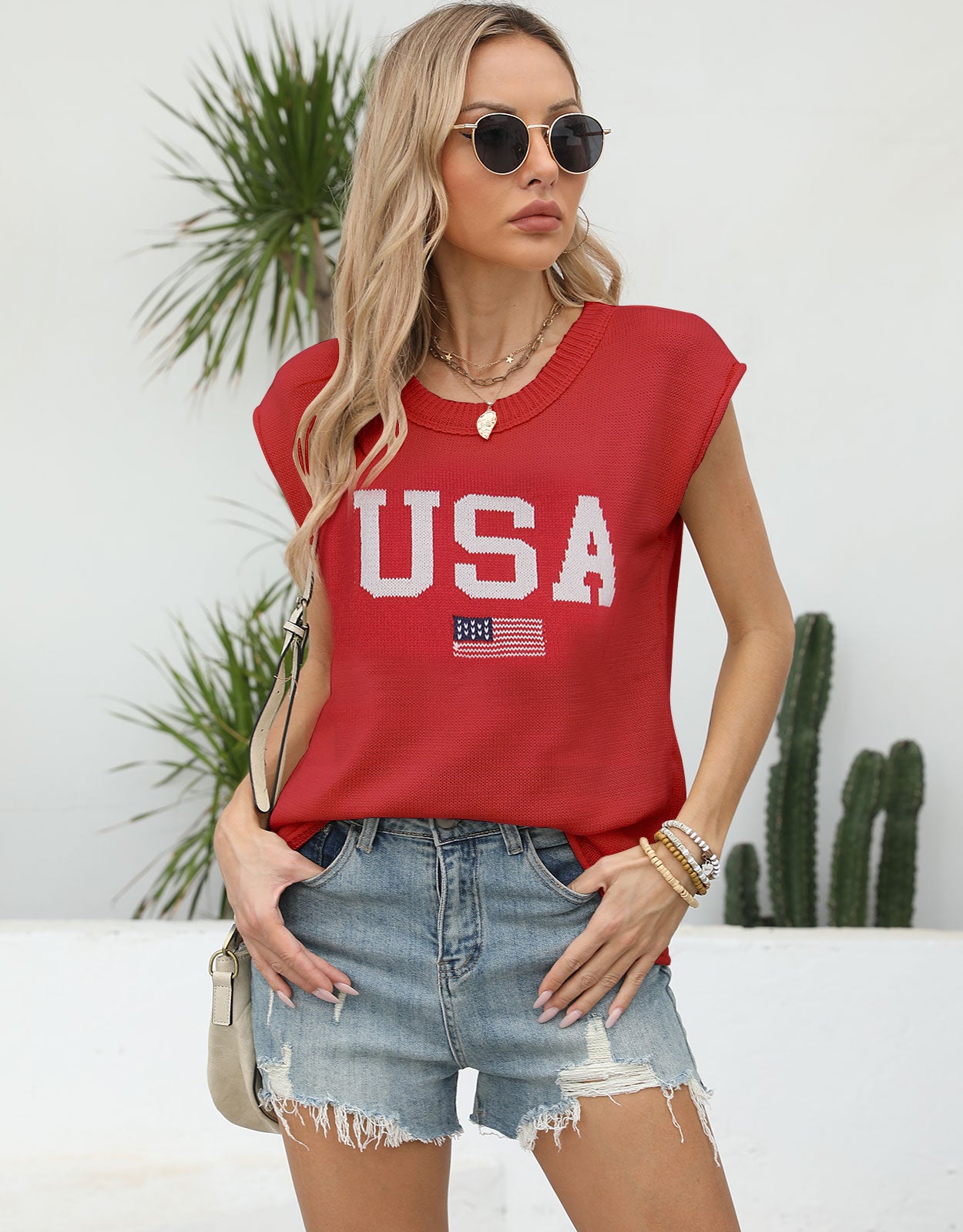 USA Cap Sleeve Blouse