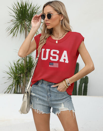 USA Cap Sleeve Blouse