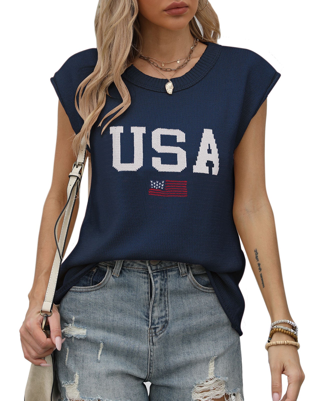 USA Cap Sleeve Blouse