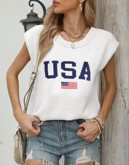 USA Cap Sleeve Blouse