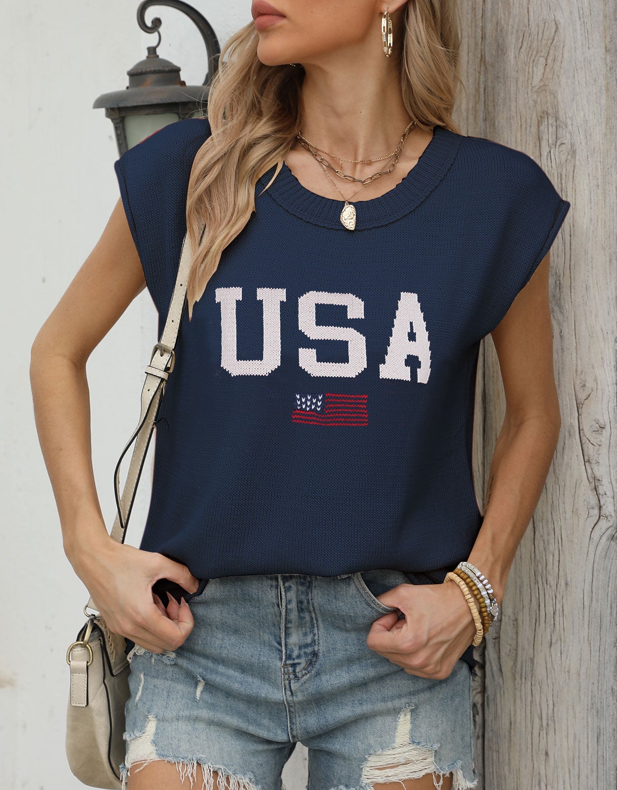 USA Cap Sleeve Blouse