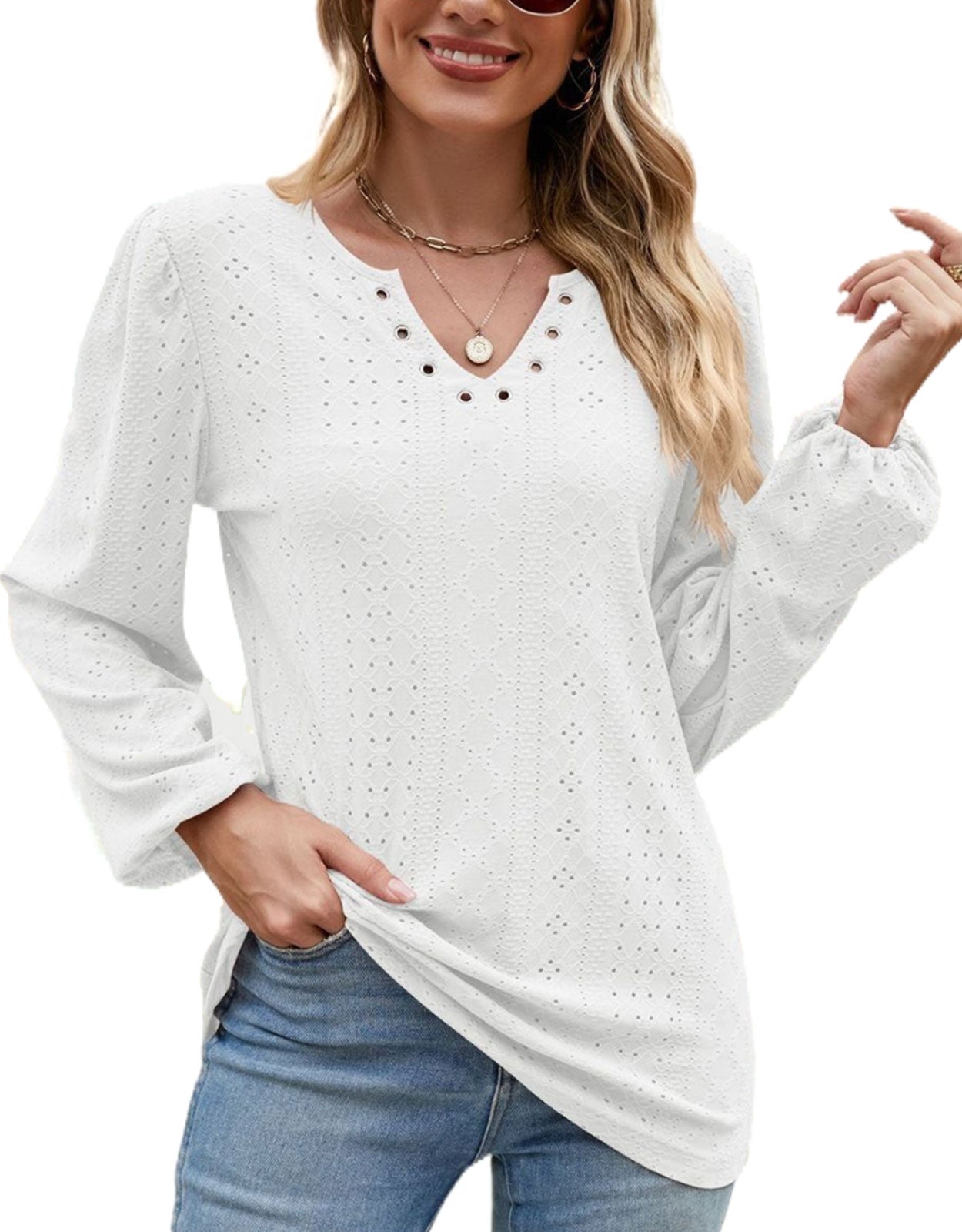 V Collar Tops Solid Color Casual Blouses