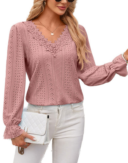 Hollow Eyelet Tops Blouse