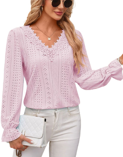 Hollow Eyelet Tops Blouse