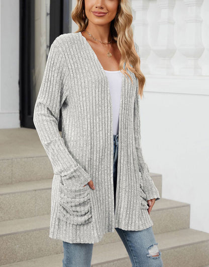 Open Front Dropped Shoulder Cardigan