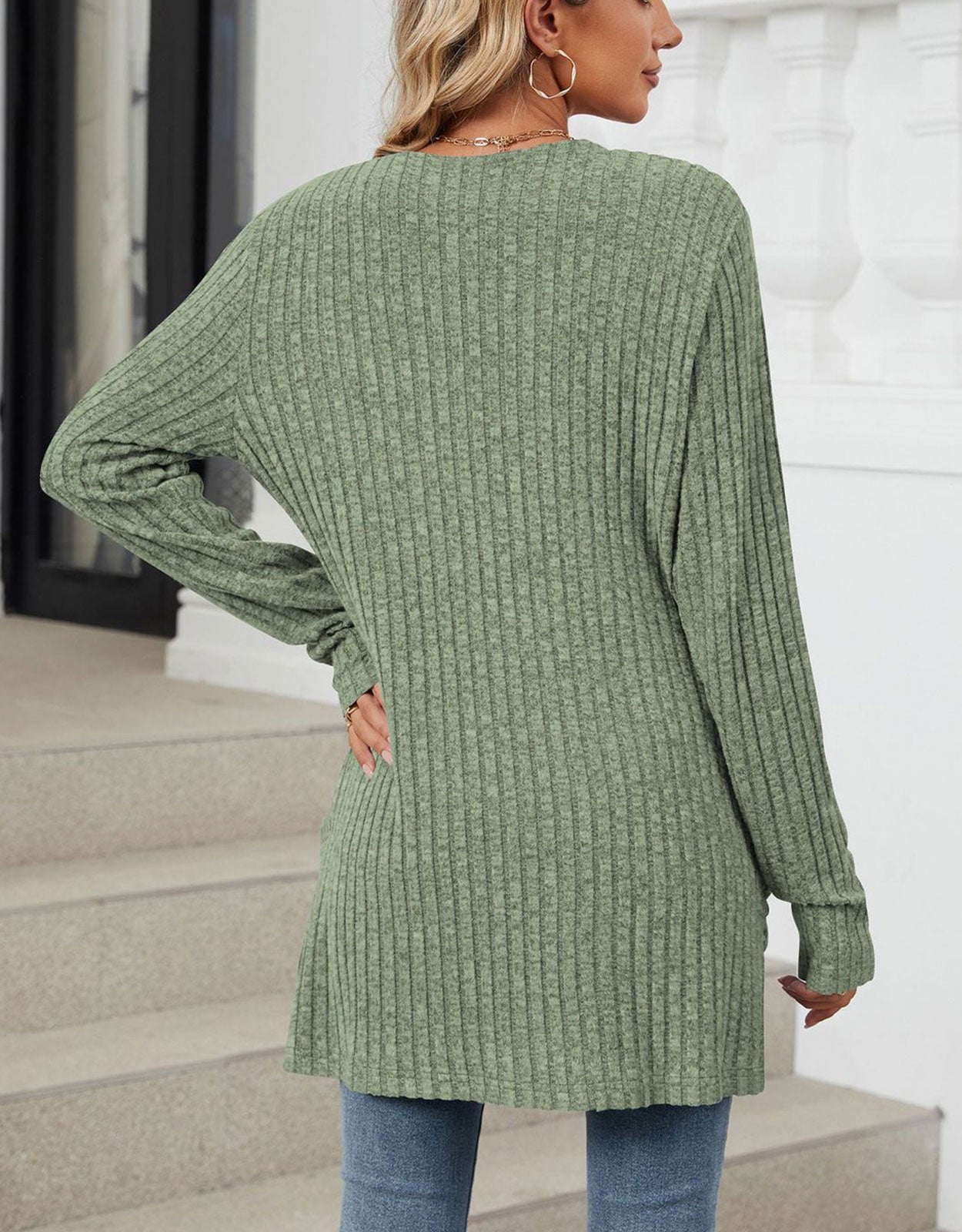 Open Front Dropped Shoulder Cardigan