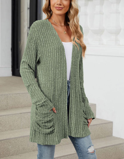 Open Front Dropped Shoulder Cardigan