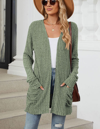 Open Front Dropped Shoulder Cardigan