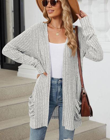 Open Front Dropped Shoulder Cardigan