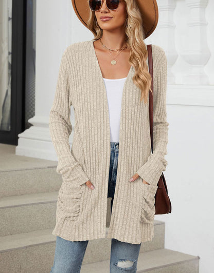 Open Front Dropped Shoulder Cardigan