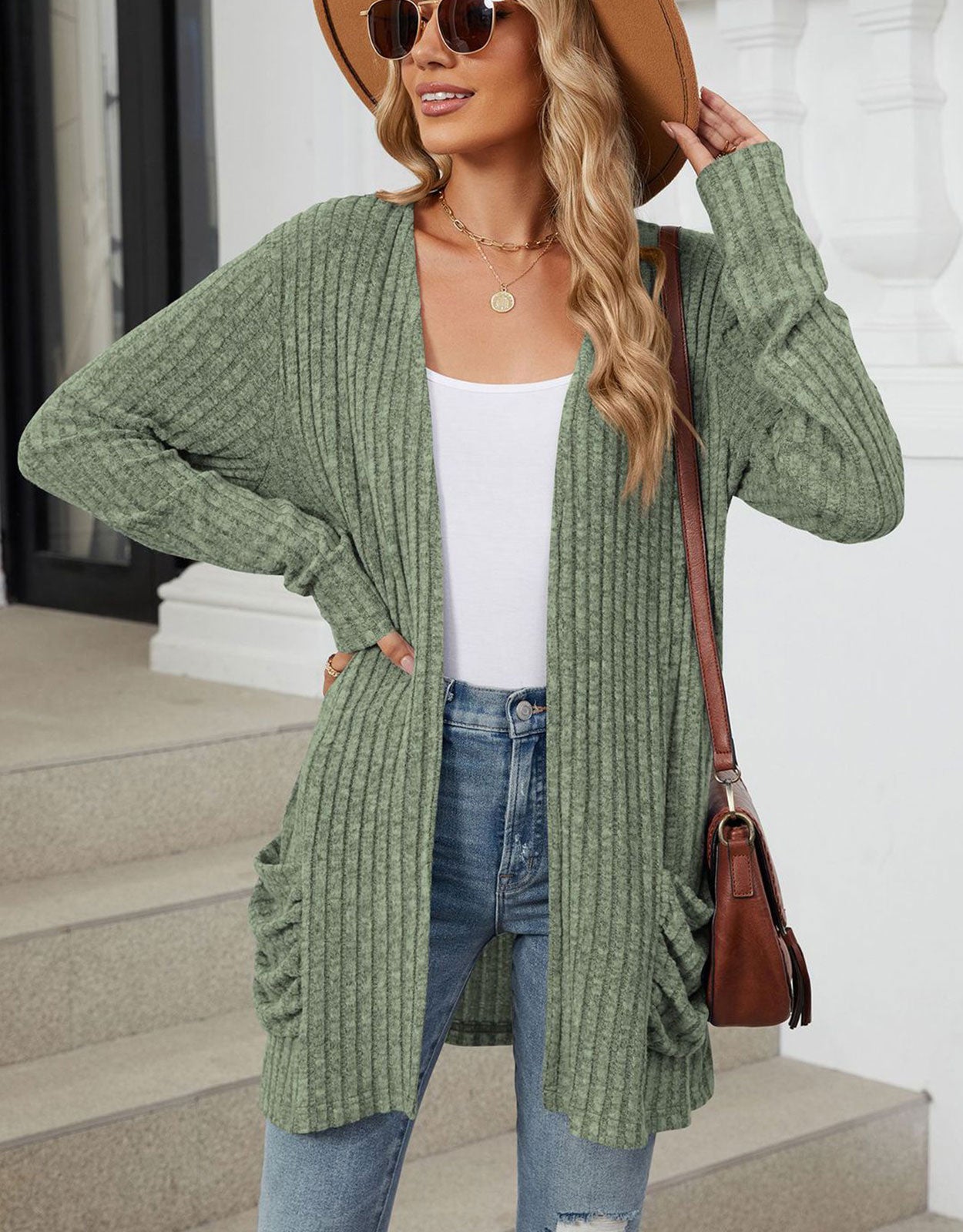 Open Front Dropped Shoulder Cardigan