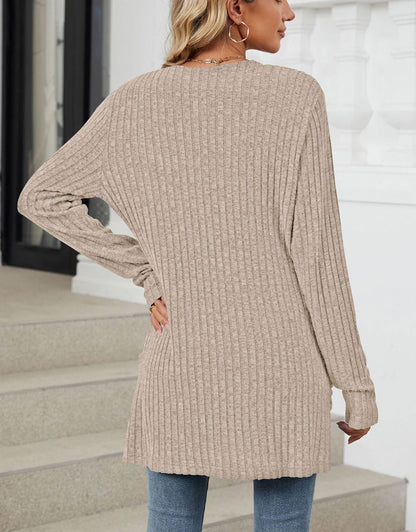 Open Front Dropped Shoulder Cardigan