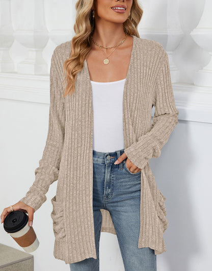 Open Front Dropped Shoulder Cardigan