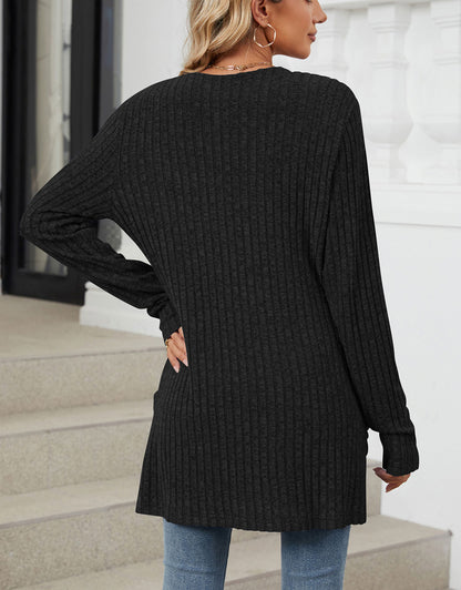 Open Front Dropped Shoulder Cardigan