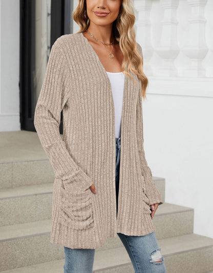 Open Front Dropped Shoulder Cardigan