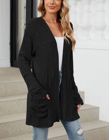 Open Front Dropped Shoulder Cardigan