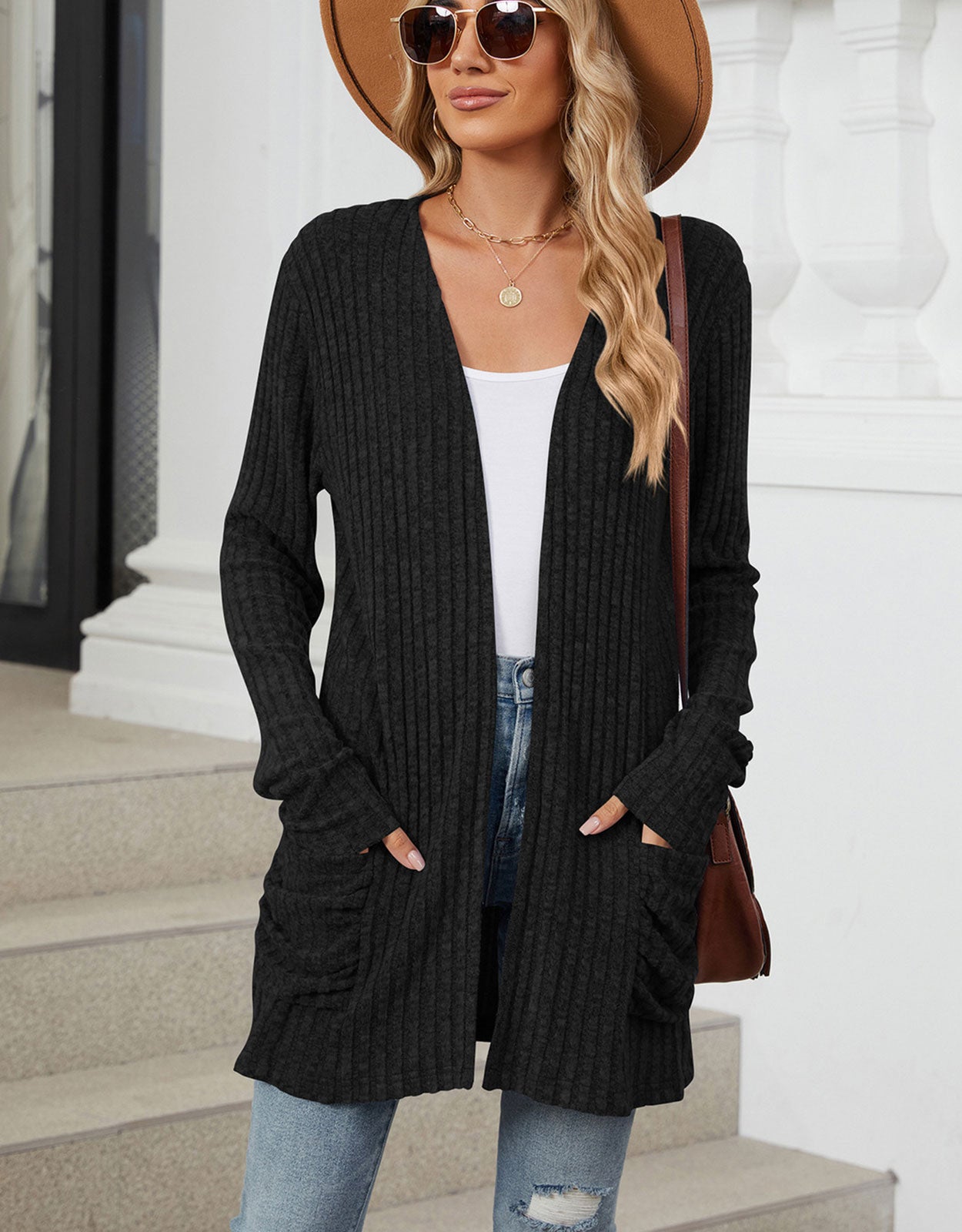 Open Front Dropped Shoulder Cardigan