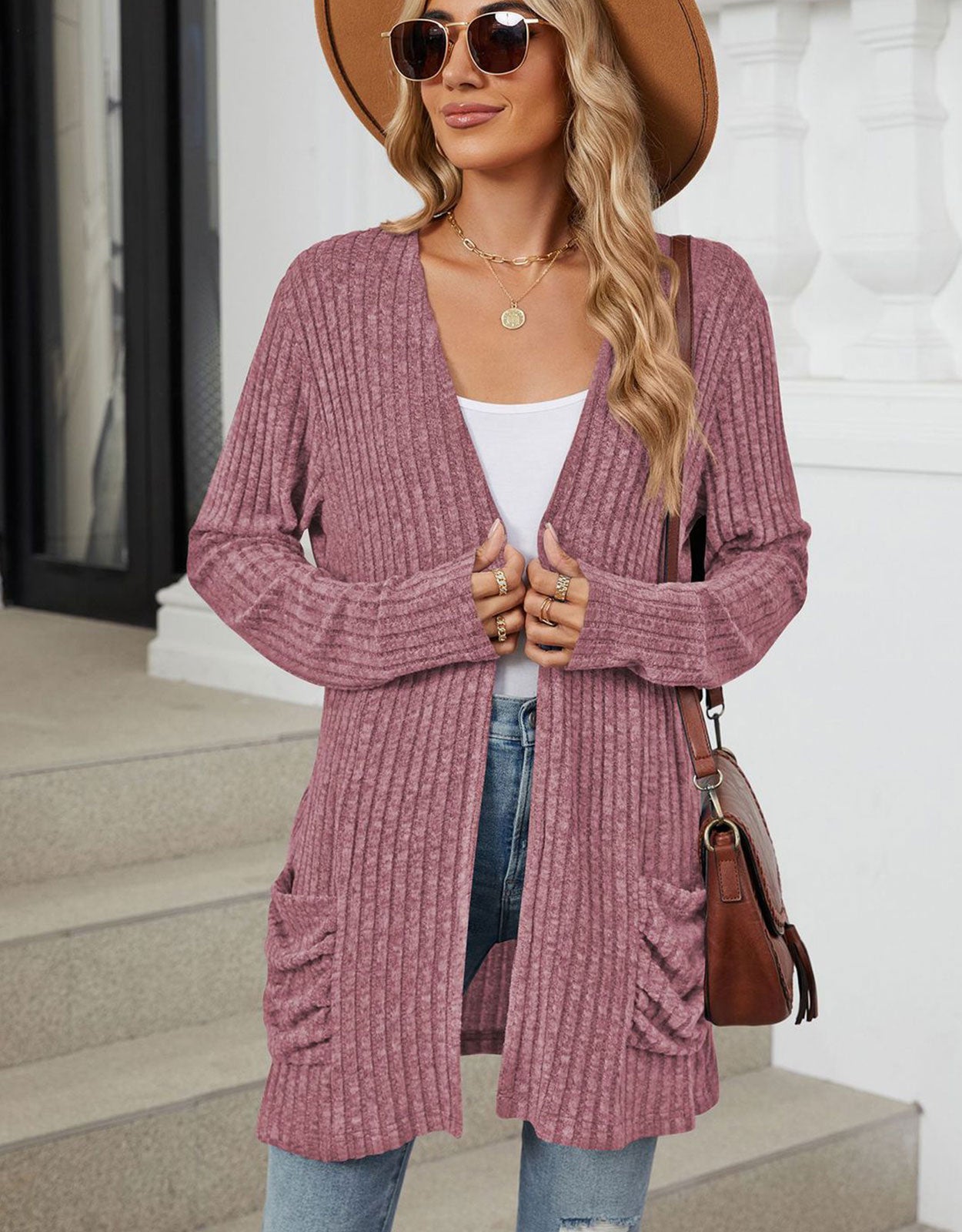 Open Front Dropped Shoulder Cardigan