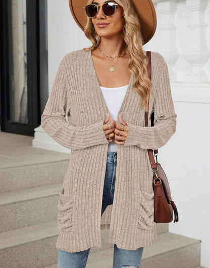 Open Front Dropped Shoulder Cardigan