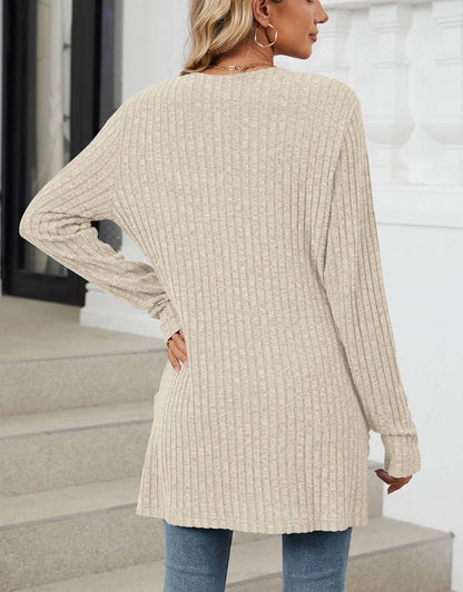 Open Front Dropped Shoulder Cardigan