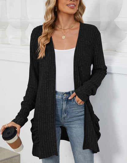 Open Front Dropped Shoulder Cardigan