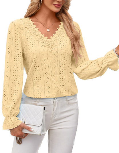 Hollow Eyelet Tops Blouse