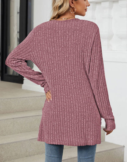 Open Front Dropped Shoulder Cardigan