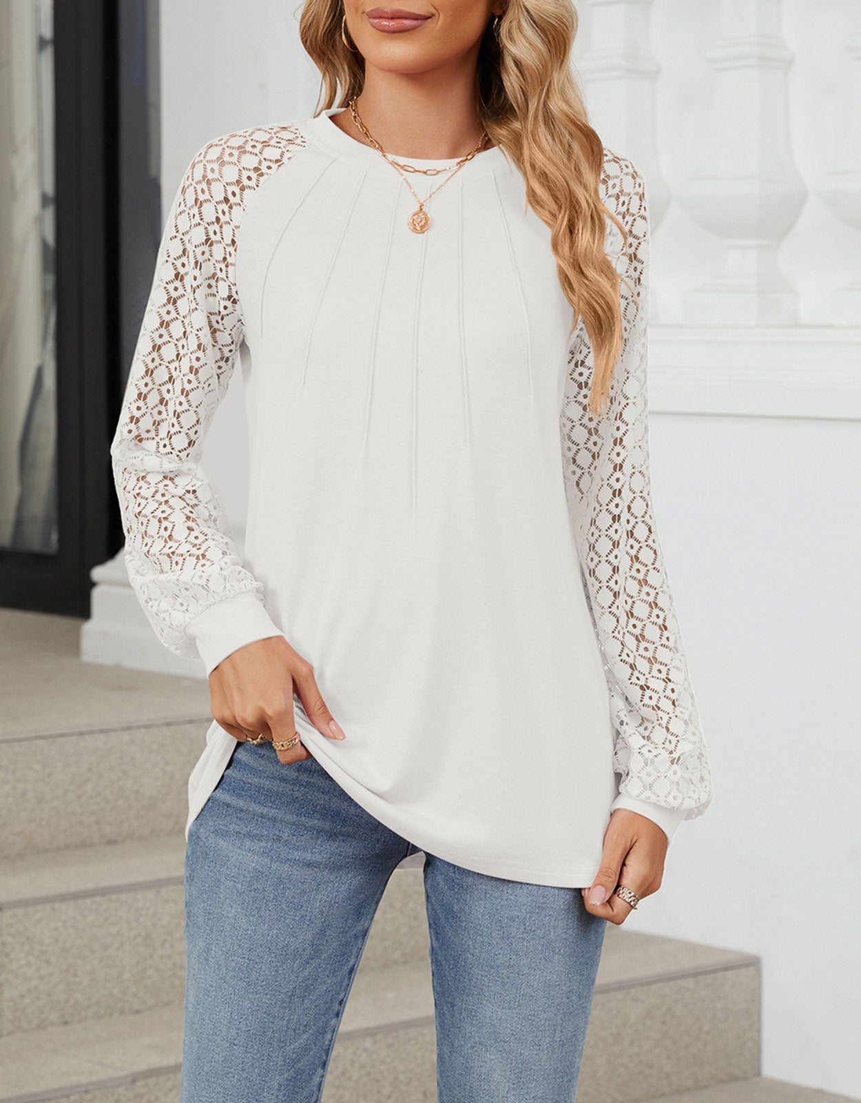 Long Sleeve Shirts Lace Tops