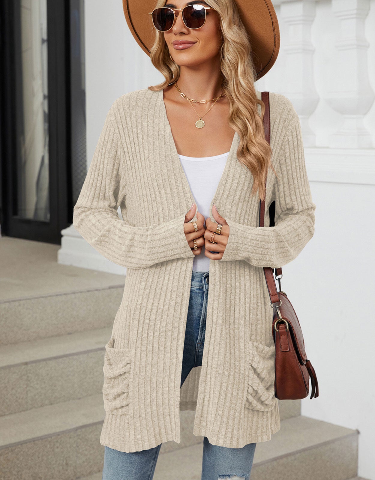 Open Front Dropped Shoulder Cardigan