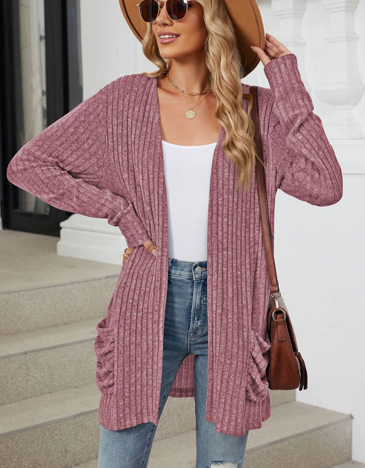 Open Front Dropped Shoulder Cardigan