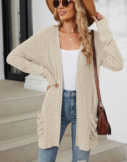 Open Front Dropped Shoulder Cardigan