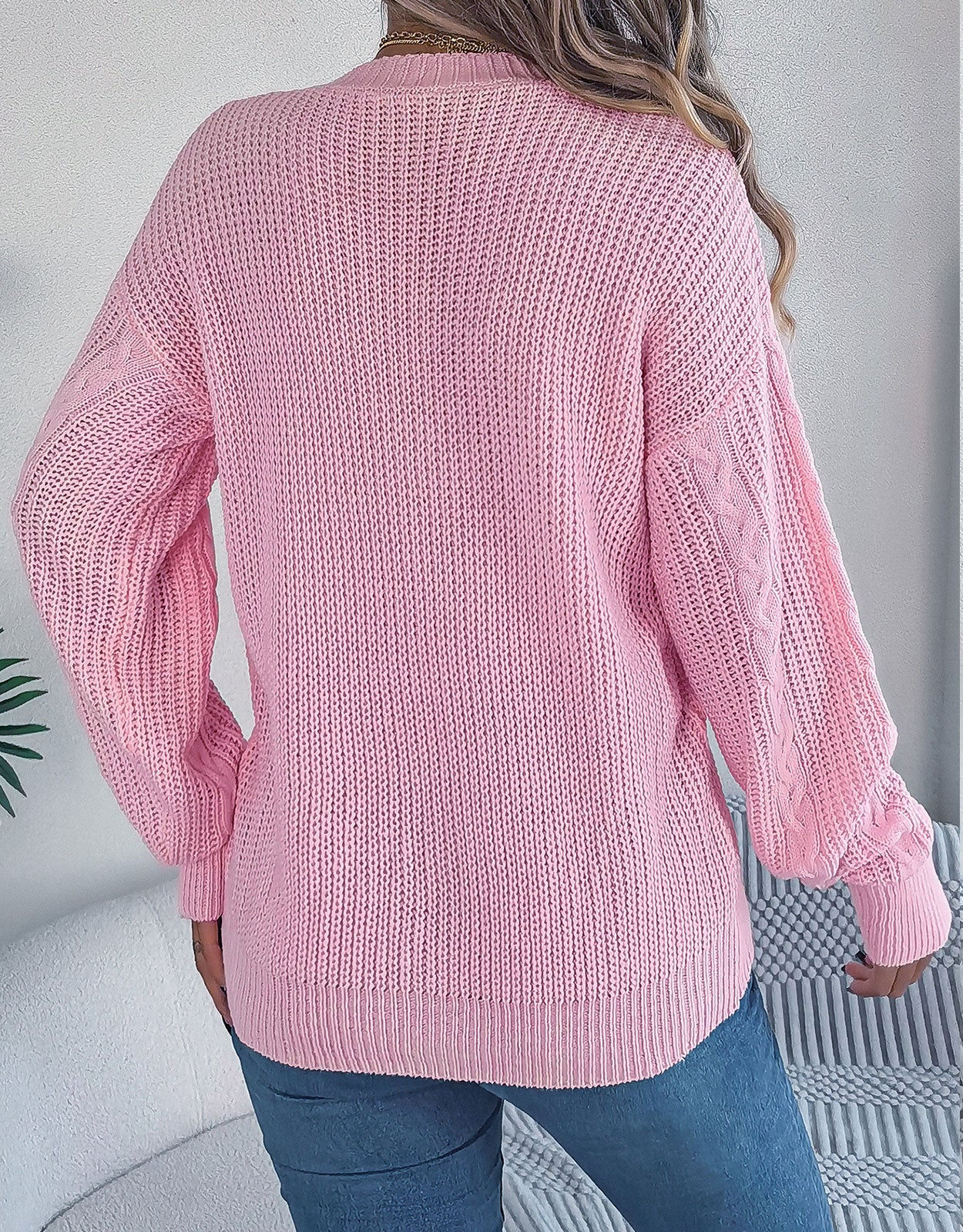 V-Neck Knit Long Sleeve Cardigan