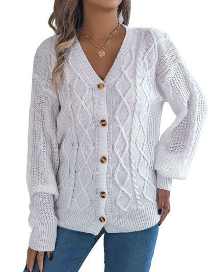 V-Neck Knit Long Sleeve Cardigan