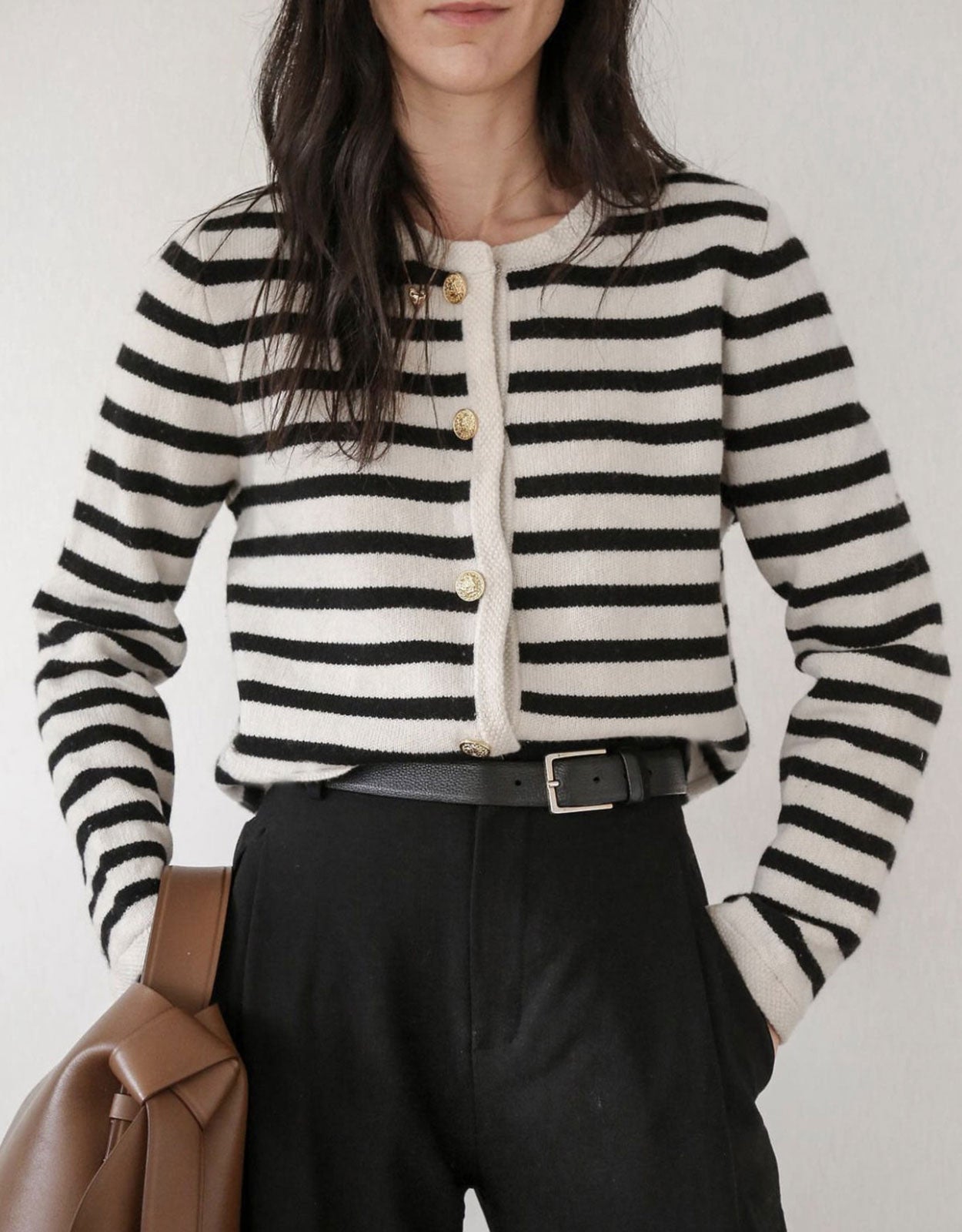 Button stripe cardigan