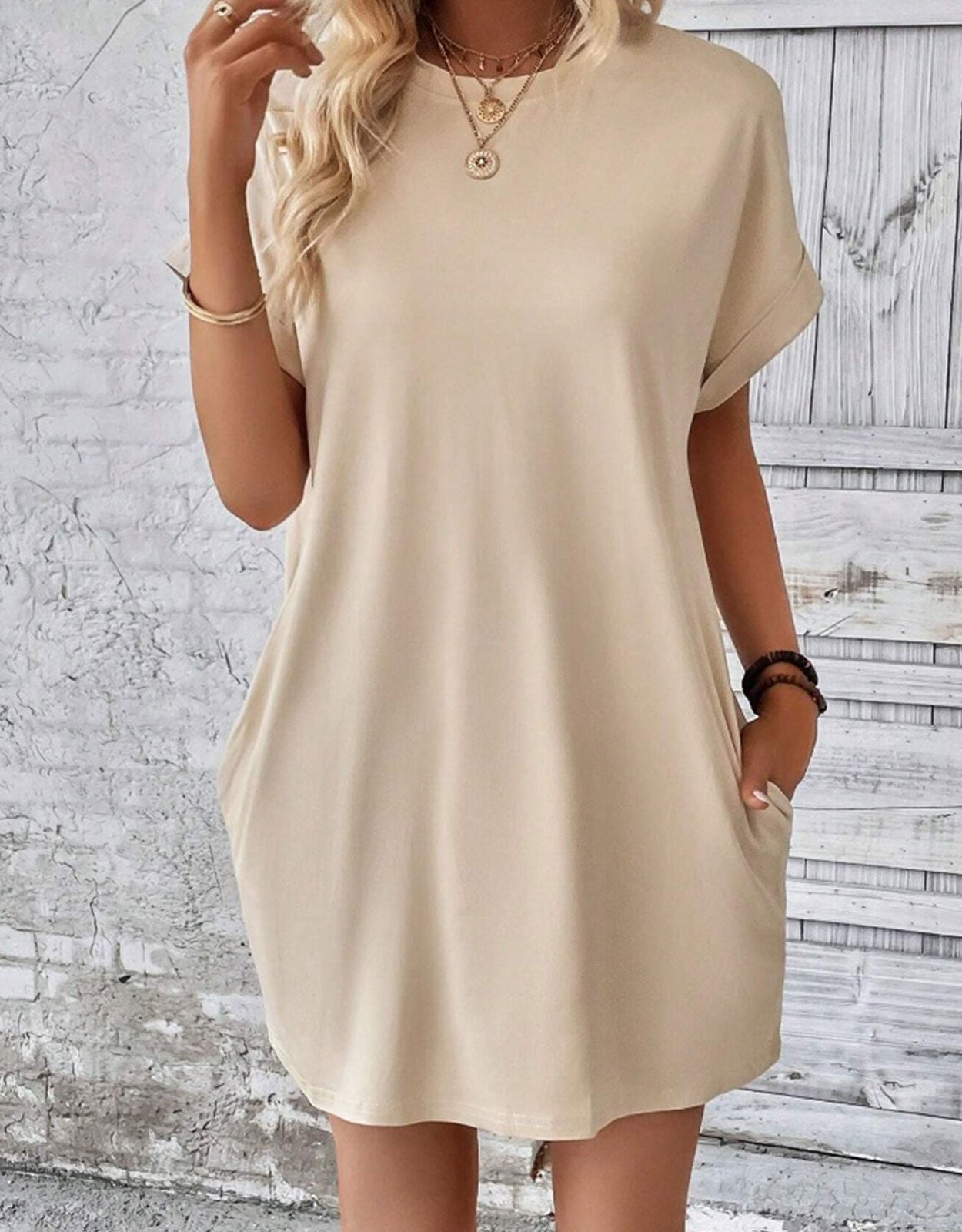 Casual Solid Tee Dress