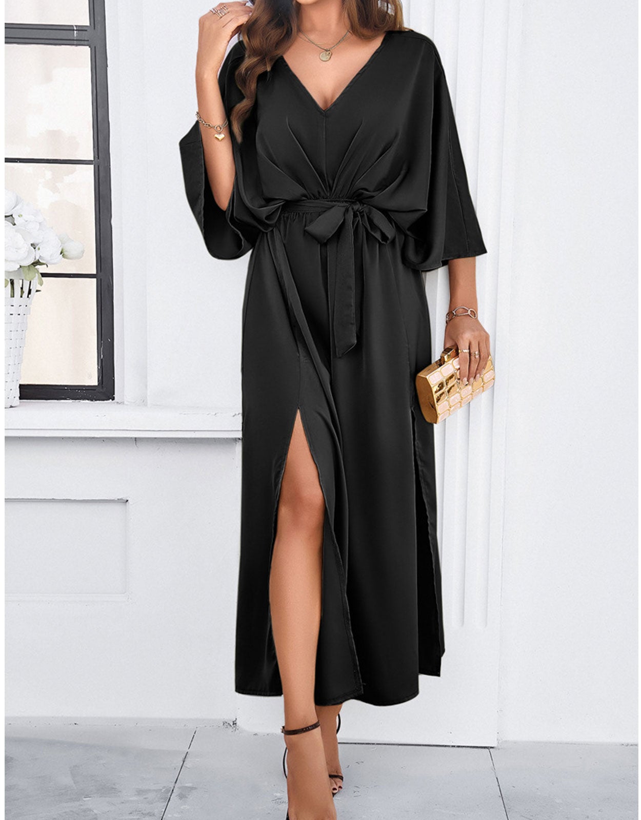 Belted Wrap Hem Dress