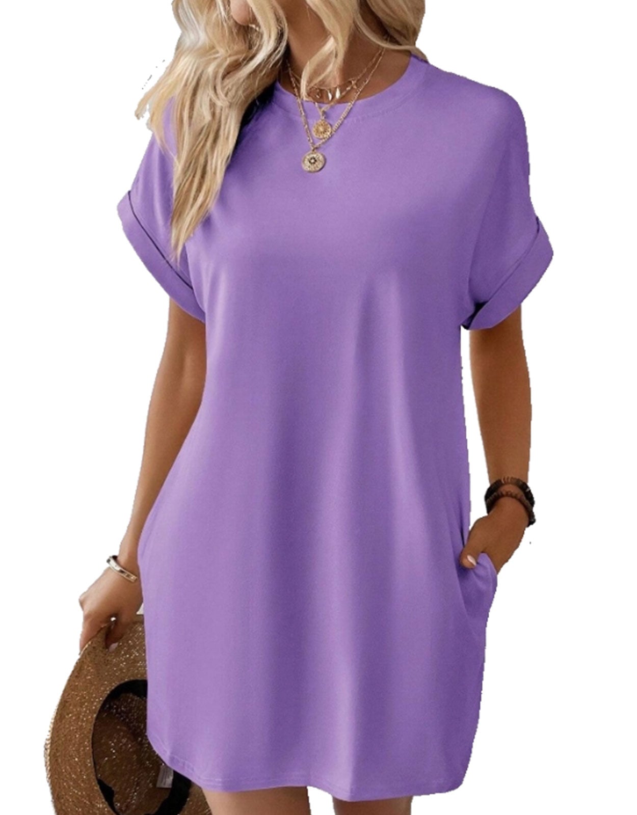 Casual Solid Tee Dress