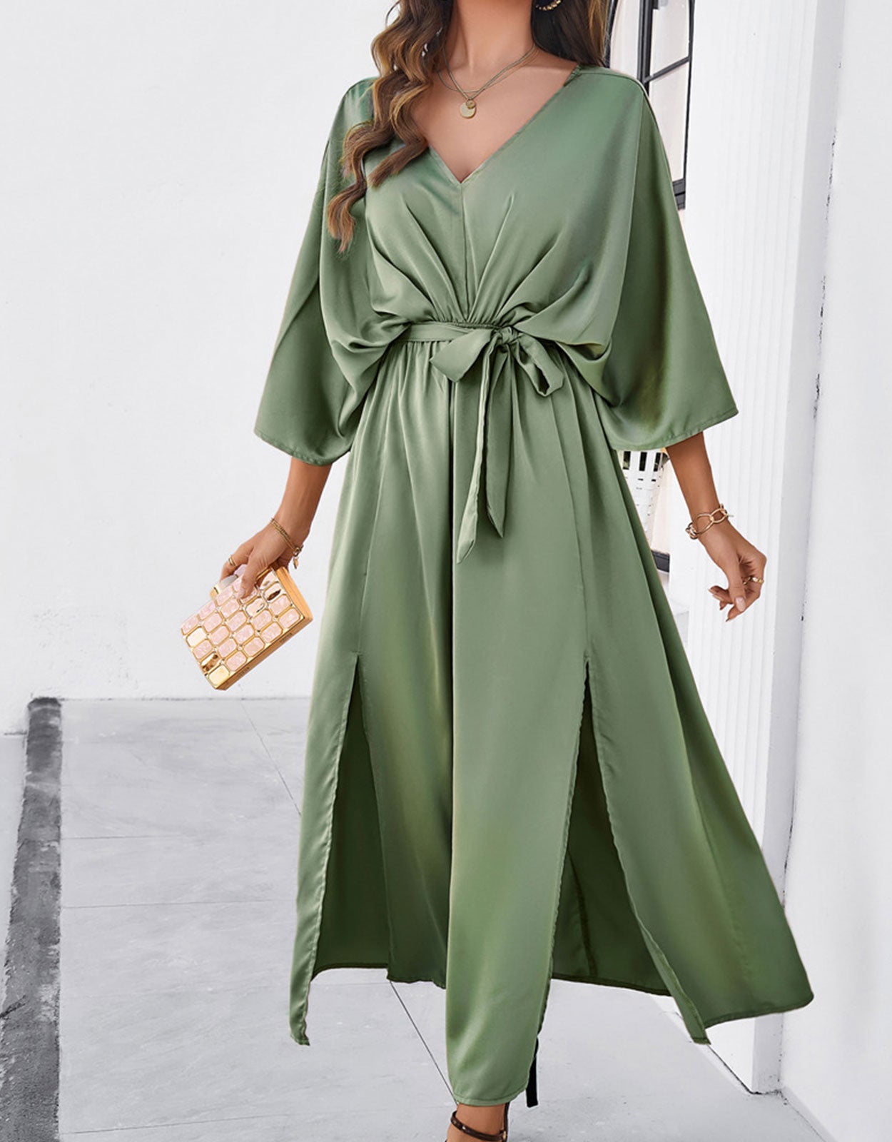 Belted Wrap Hem Dress