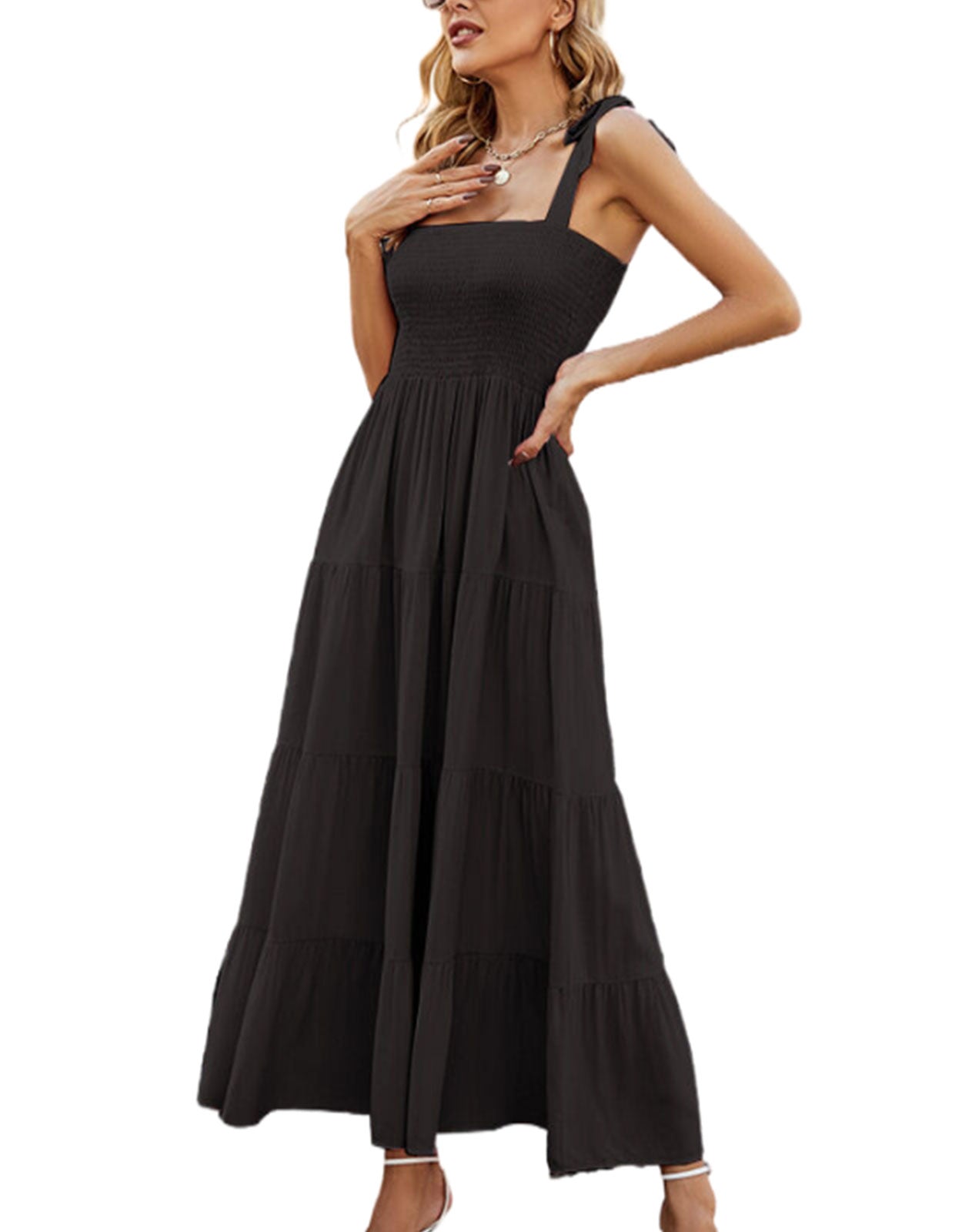 Straps Solid Beach Maxi Dress