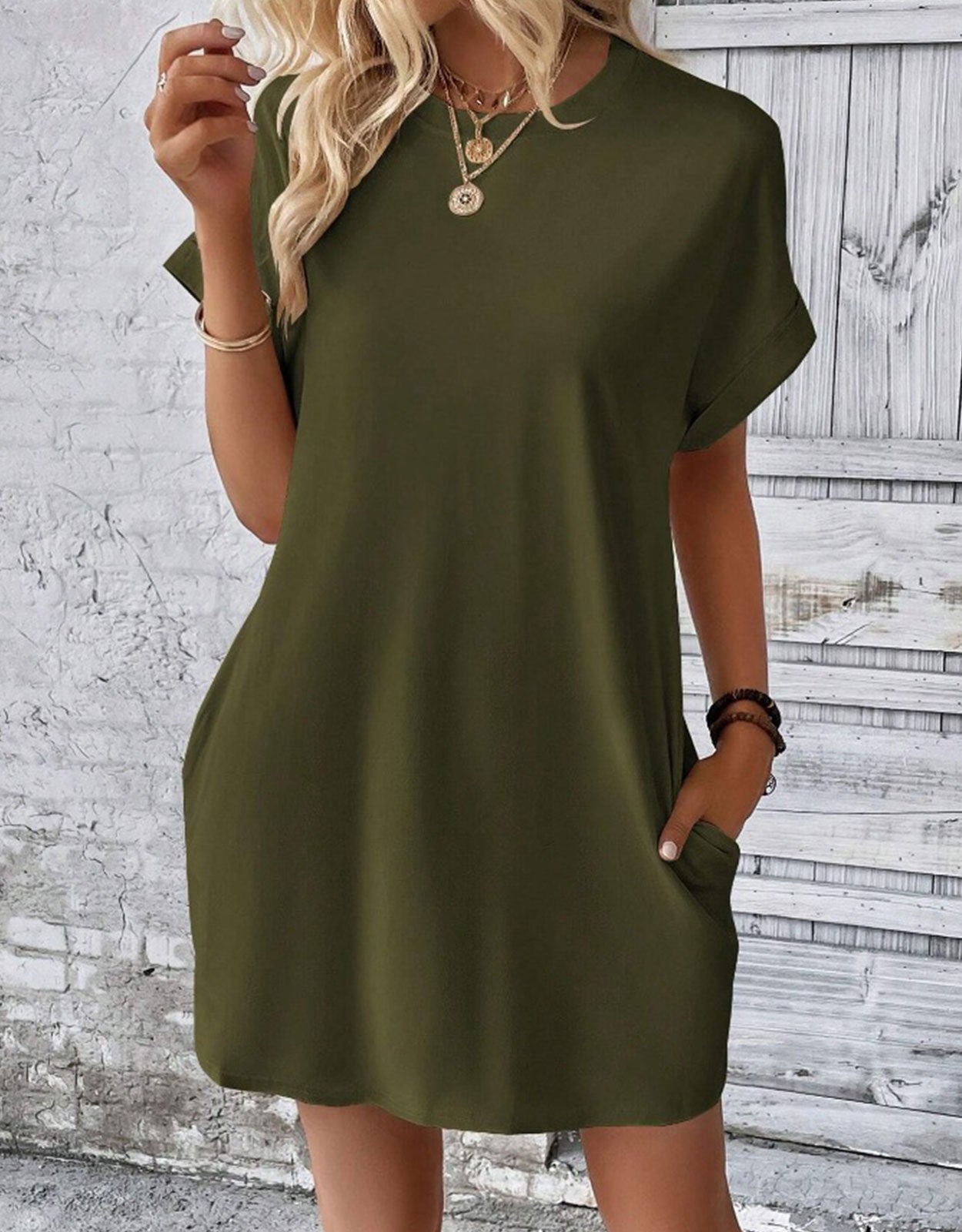 Casual Solid Tee Dress