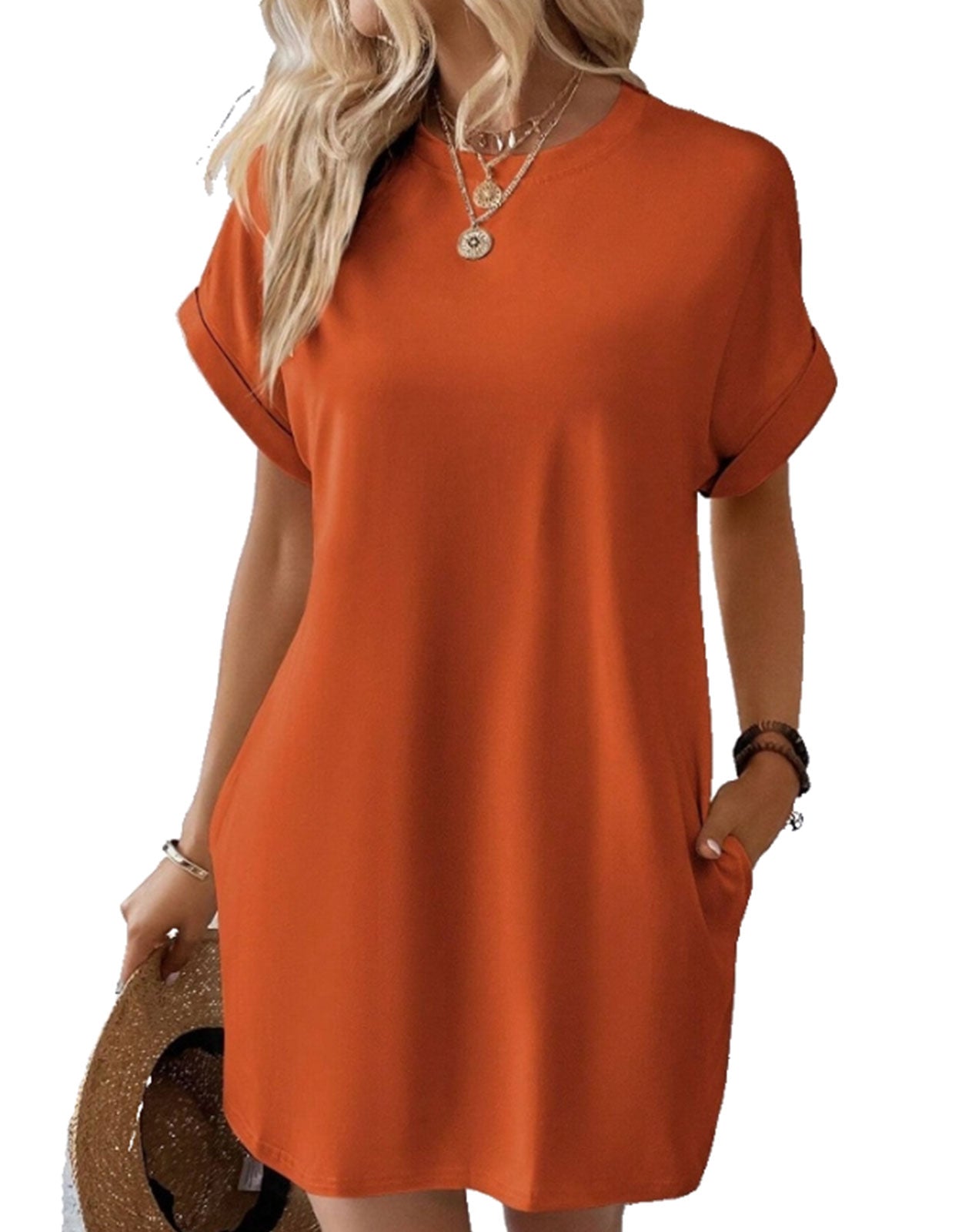 Casual Solid Tee Dress