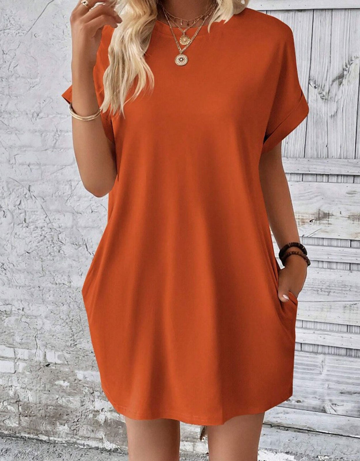 Casual Solid Tee Dress