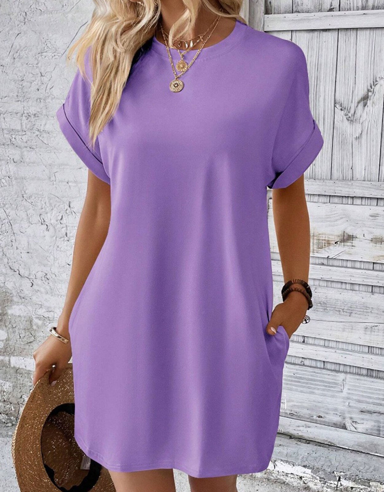 Casual Solid Tee Dress