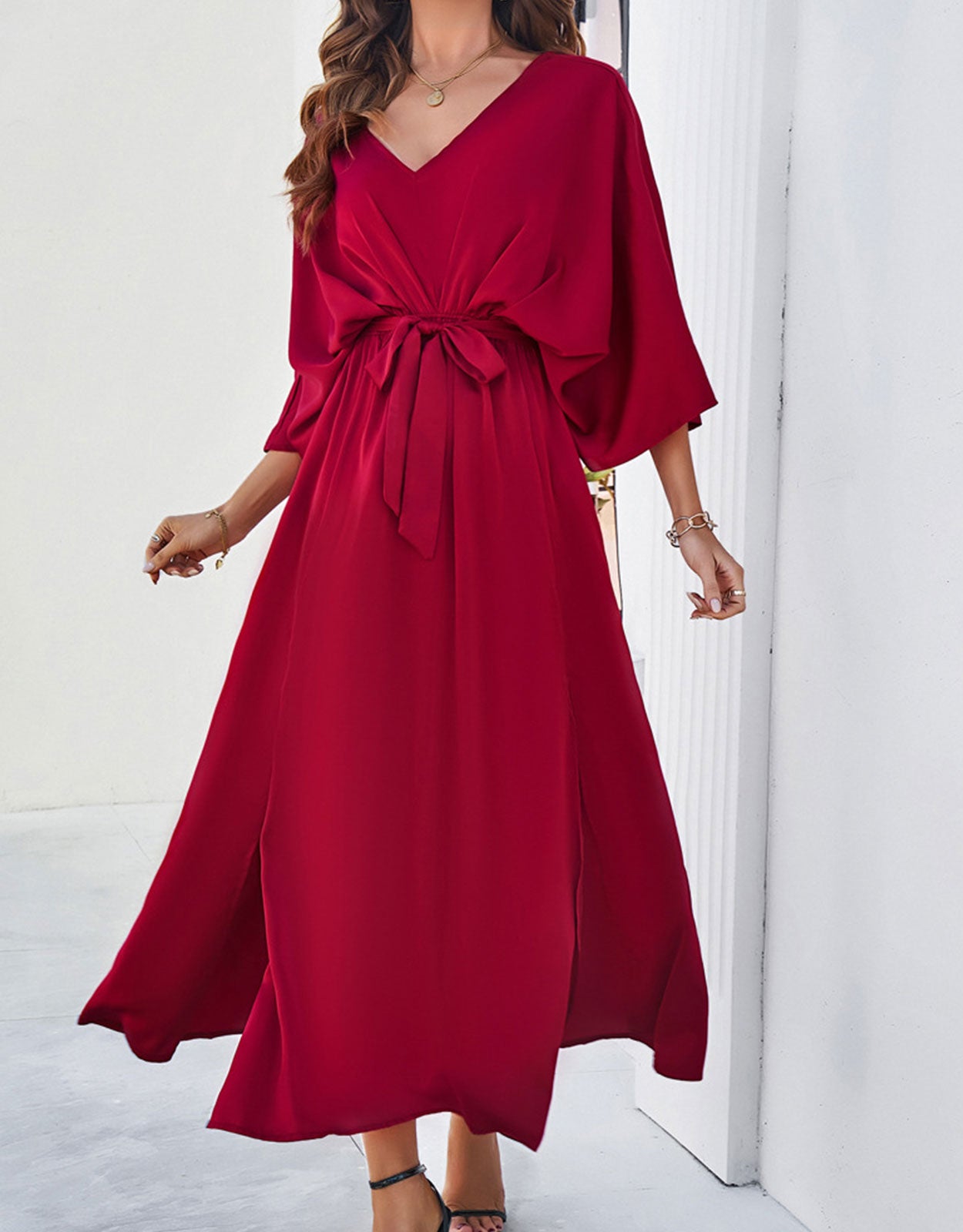 Belted Wrap Hem Dress