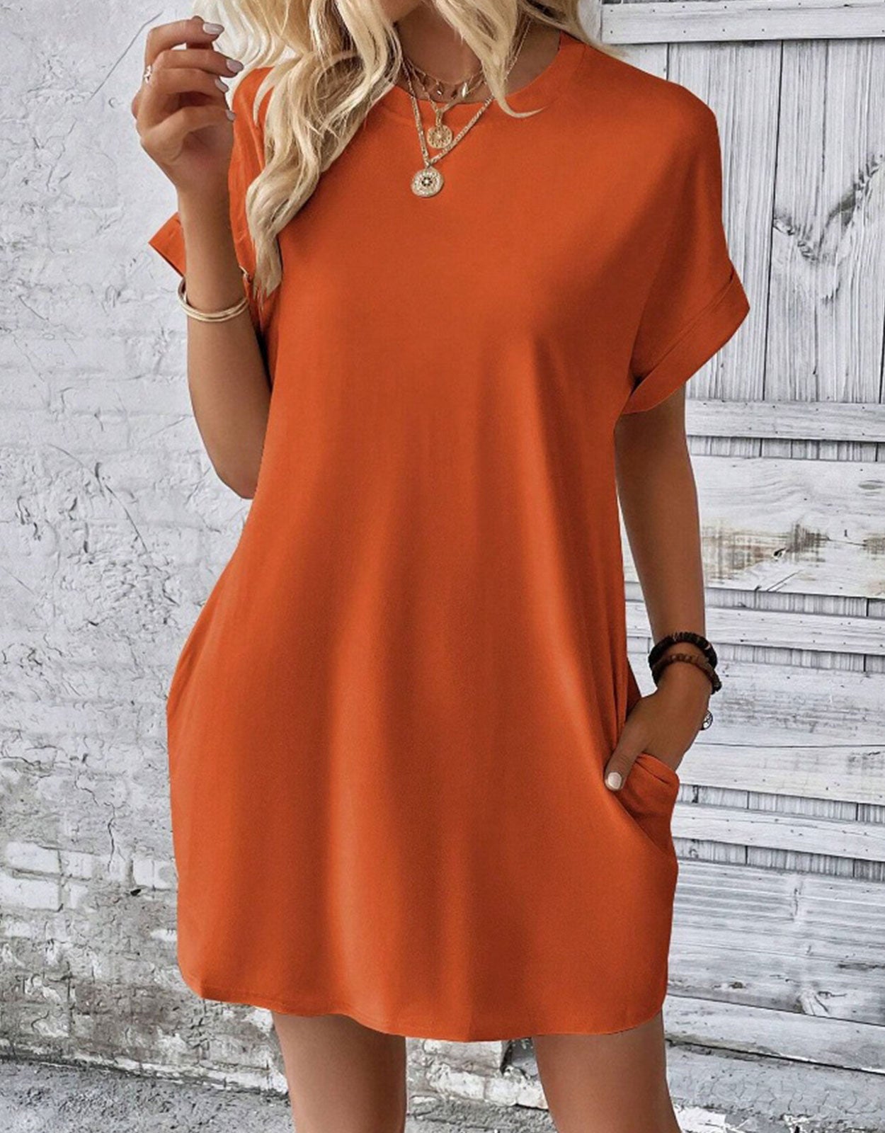 Casual Solid Tee Dress