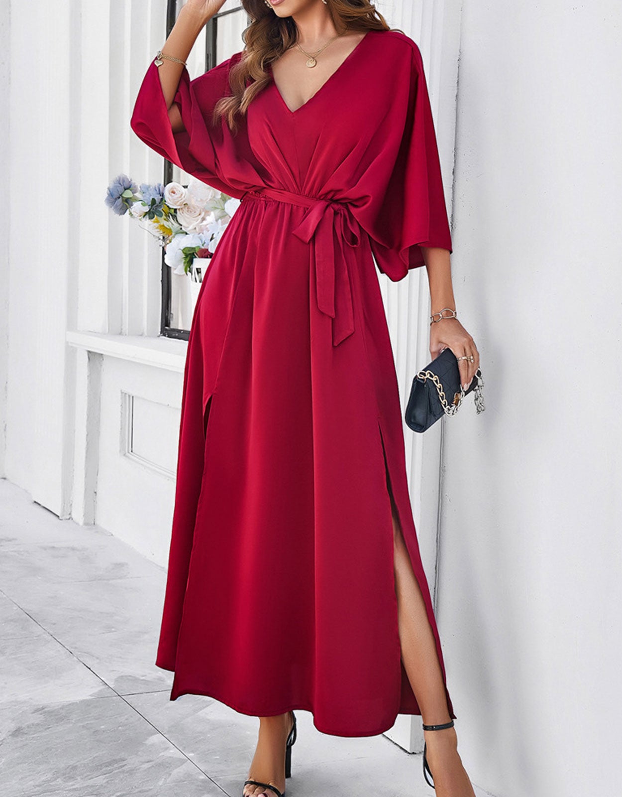 Belted Wrap Hem Dress