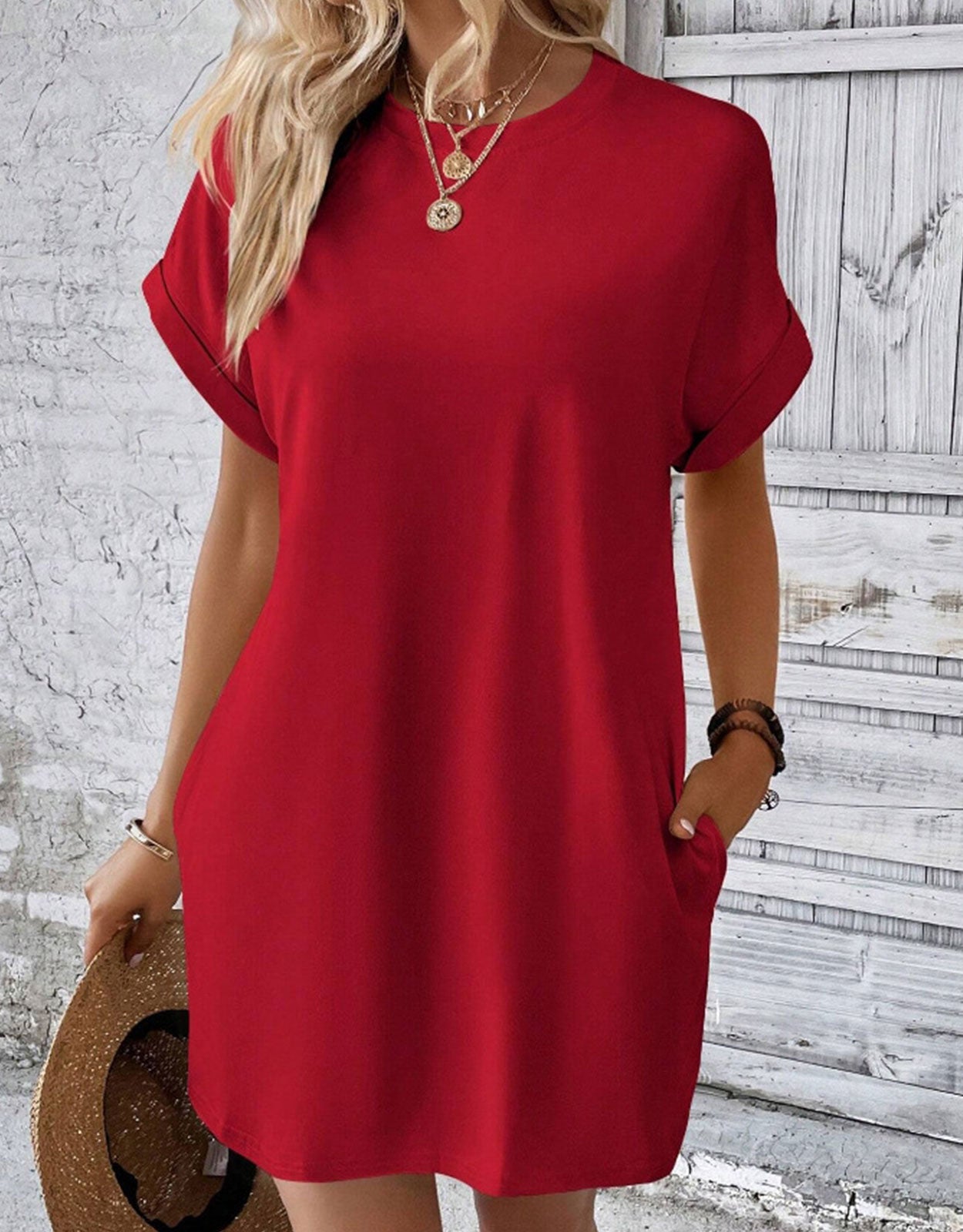 Casual Solid Tee Dress