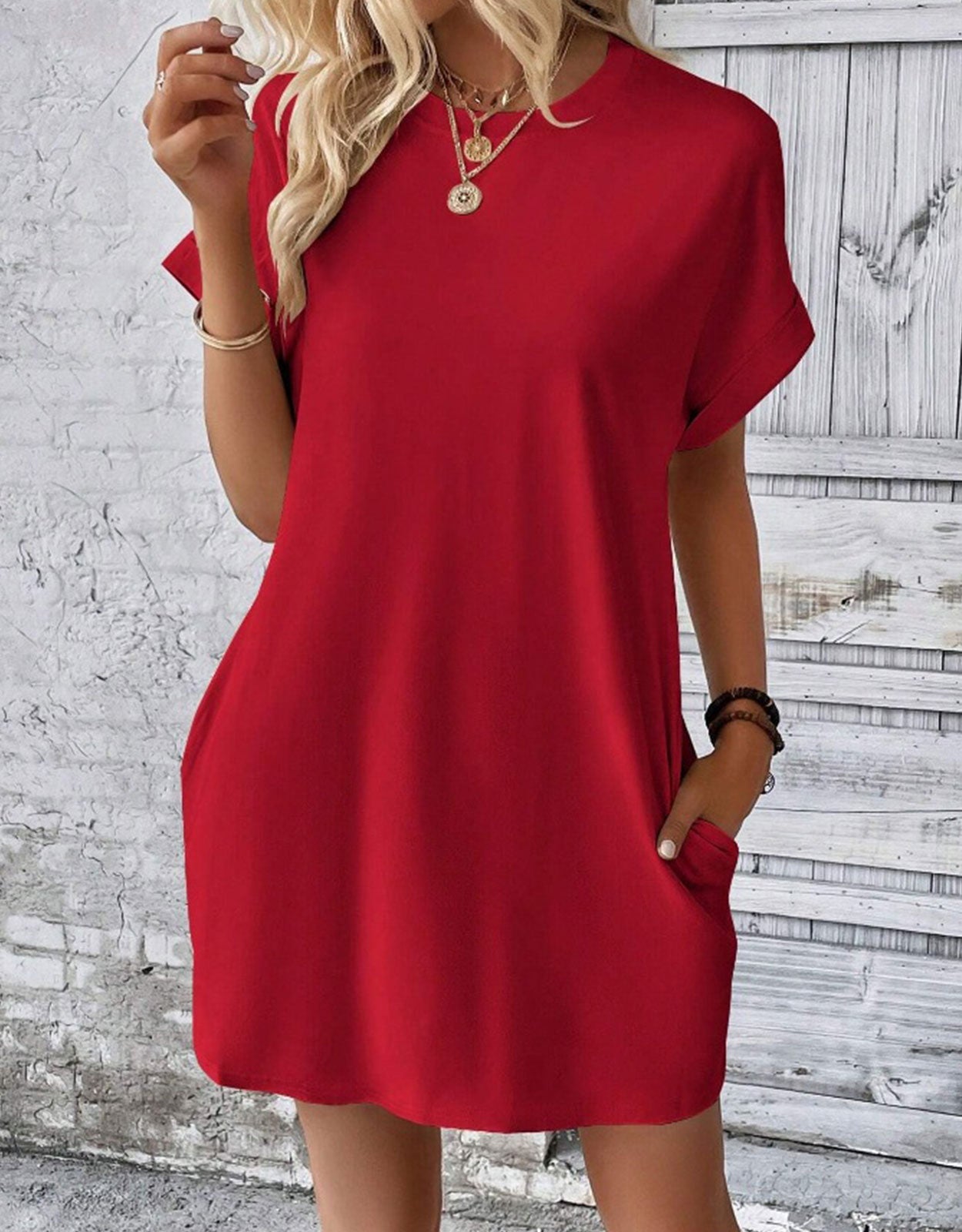 Casual Solid Tee Dress