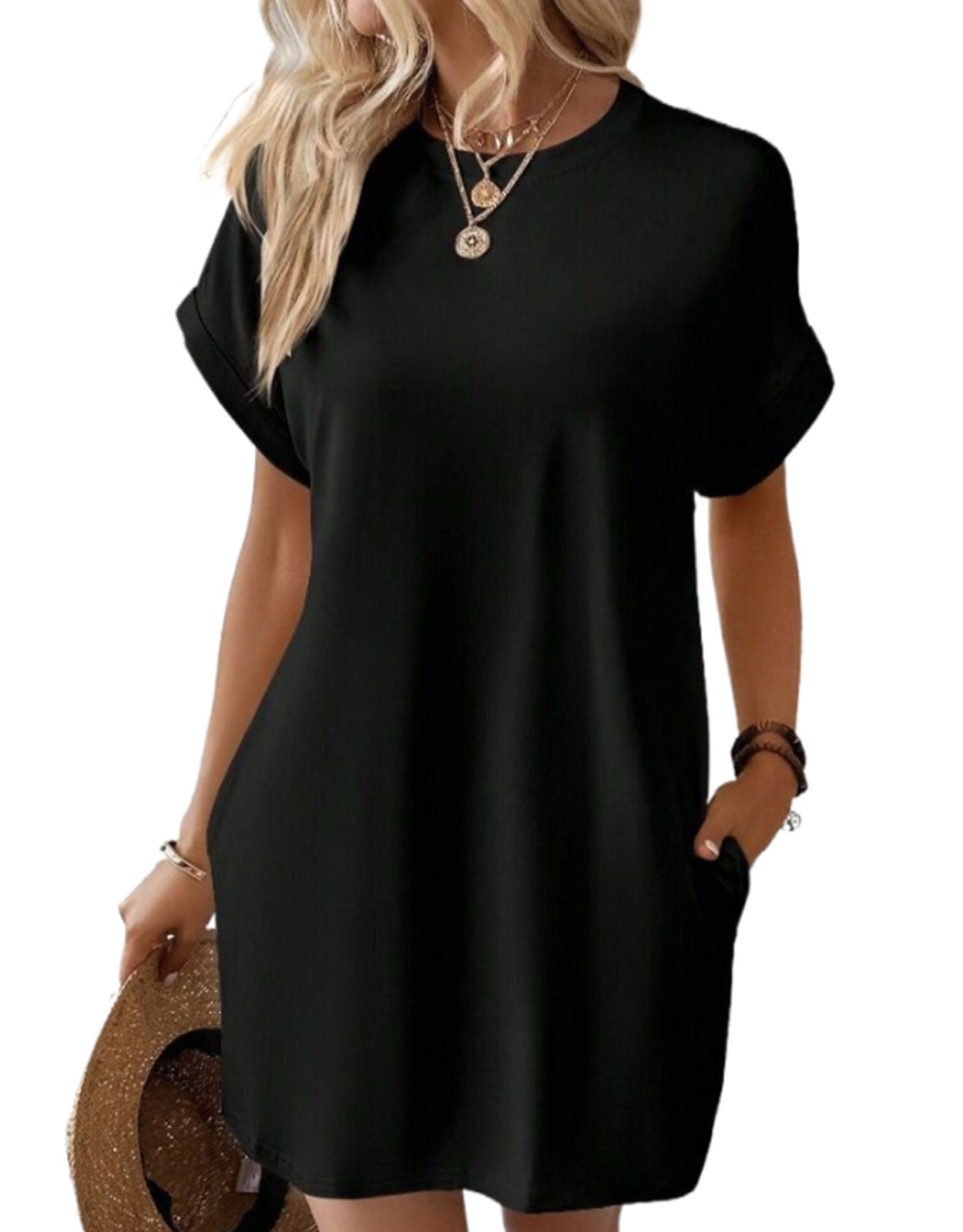 Casual Solid Tee Dress