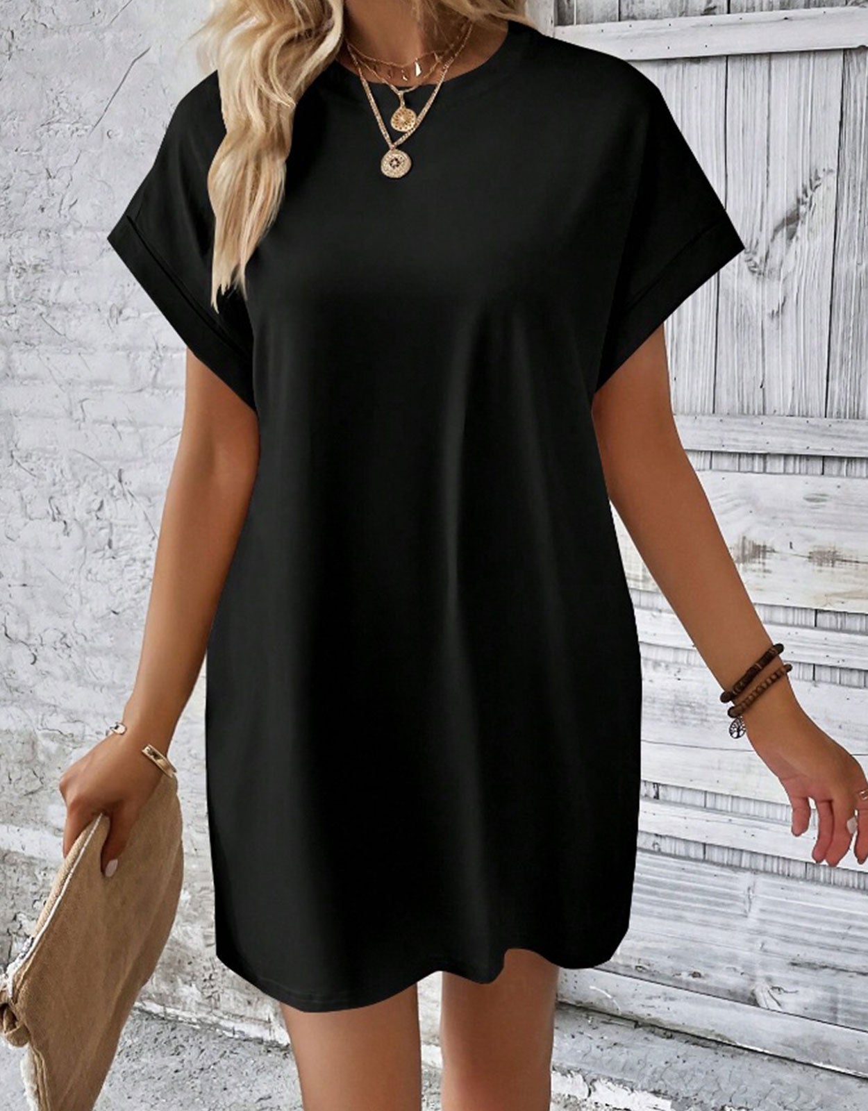 Casual Solid Tee Dress